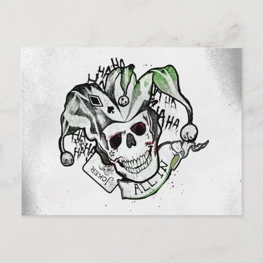 Suicide Squad | Joker Skull "All In" Tattoo Art Briefkaart (Voorkant)
