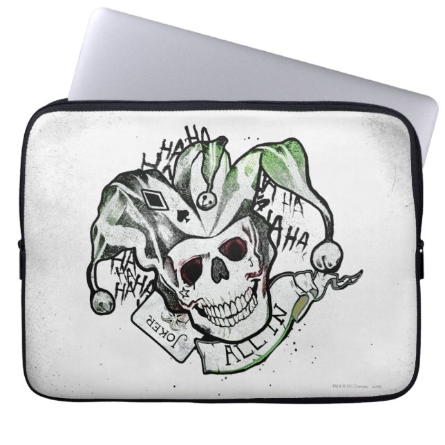 Suicide Squad | Joker Skull "All In" Tattoo Art Laptop Sleeve (Voorkant)