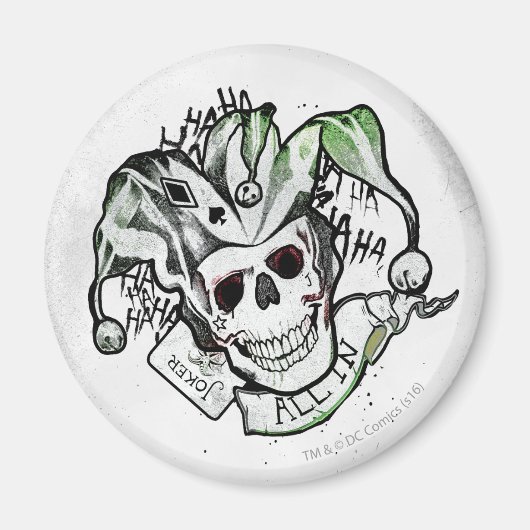Suicide Squad | Joker Skull "All In" Tattoo Art Magneet (Voorkant)