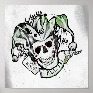 Suicide Squad   Joker Skull "All In" Tattoo Art Poster