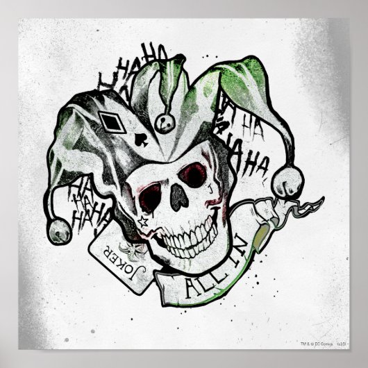 Suicide Squad | Joker Skull "All In" Tattoo Art Poster (Voorkant)