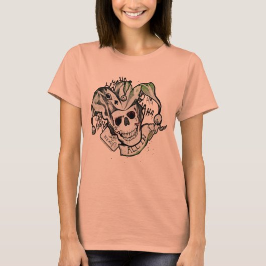 Suicide Squad | Joker Skull "All In" Tattoo Art T-shirt (Voorkant)
