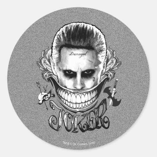Suicide Squad | Joker Smile Ronde Sticker (Voorkant)