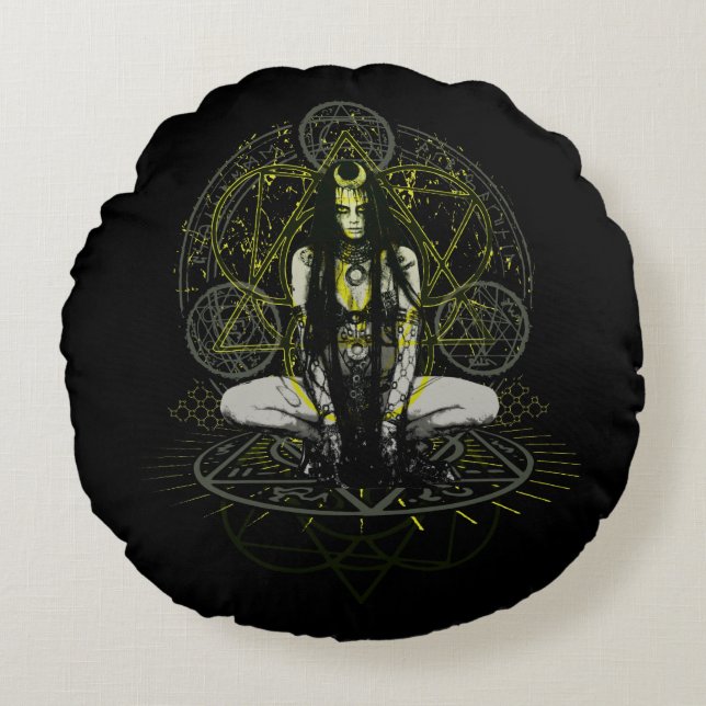 Suicide Squad | Kantoormagische cirkels Rond Kussen (Voorkant)
