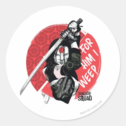 Suicide Squad | Katana "For Him I Weep" Ronde Sticker (Voorkant)