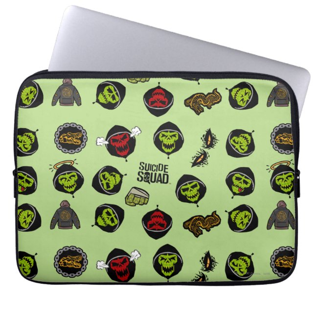 Suicide Squad | Killer Croc Emoji Pattern Laptop Sleeve (Voorkant)