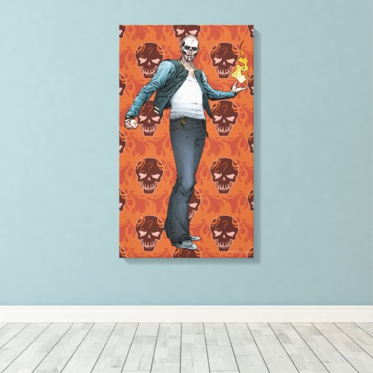 Suicide Squad | Kunst in Comic Book El Diablo Canvas Afdruk (Insitu (Houten vloer))