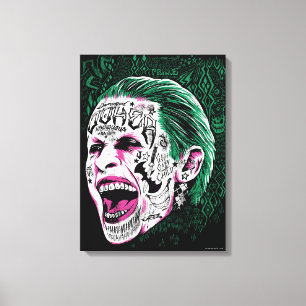 Suicide Squad   Laughing Joker Head Sketch Canvas Afdruk
