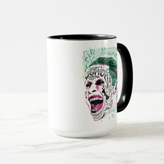 Suicide Squad | Laughing Joker Head Sketch Mok (Voorkant rechts)