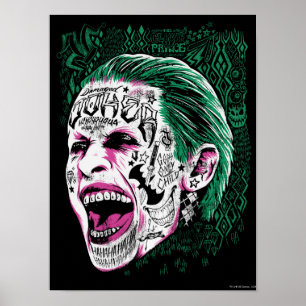 Suicide Squad   Laughing Joker Head Sketch Poster