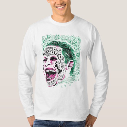 Suicide Squad | Laughing Joker Head Sketch T-shirt (Voorkant)