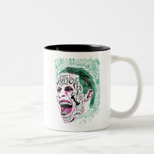 Suicide Squad   Laughing Joker Head Sketch Tweekleurige Koffiemok
