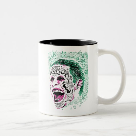 Suicide Squad | Laughing Joker Head Sketch Tweekleurige Koffiemok (Rechts)