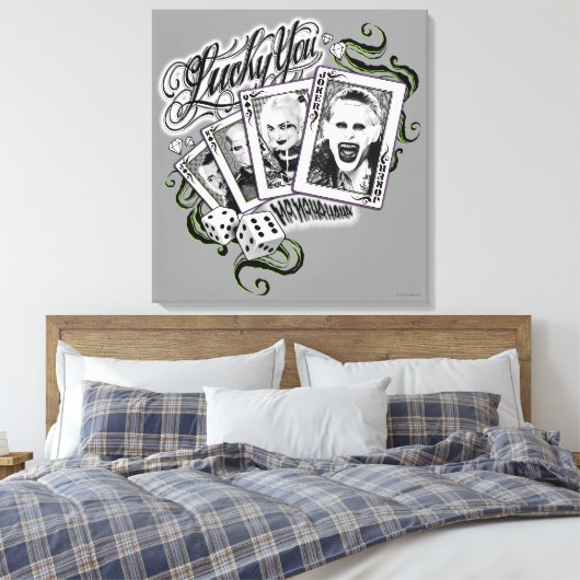Suicide Squad | "Lucky You"-speelkaarten Canvas Afdruk (Insitu (Slaapkamer))