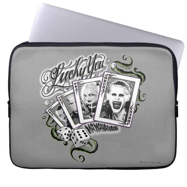 Suicide Squad | "Lucky You"-speelkaarten Laptop Sleeve (Voorkant)