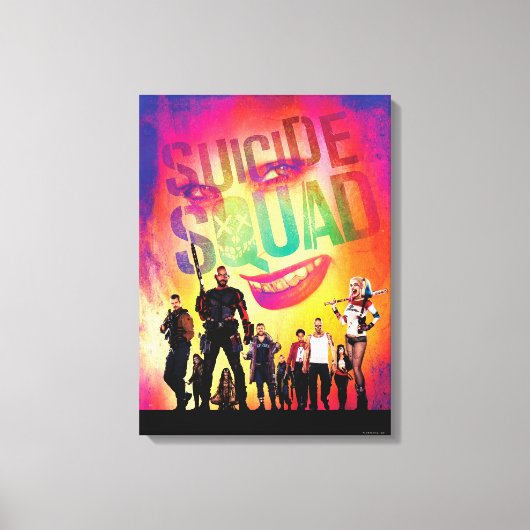 Suicide Squad | Oranje Joker & Squad Movie Poster Canvas Afdruk (Voorkant)