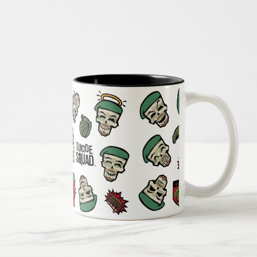 Suicide Squad | Rick Flag Emoji Pattern Tweekleurige Koffiemok (Rechts)