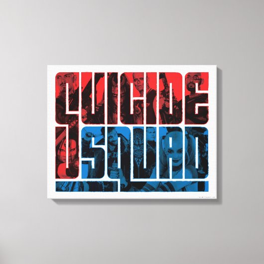 Suicide Squad | Rode en blauwe Logo Canvas Afdruk (Voorkant)