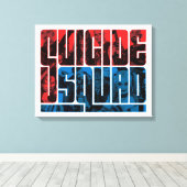 Suicide Squad | Rode en blauwe Logo Canvas Afdruk (Insitu (Houten vloer))