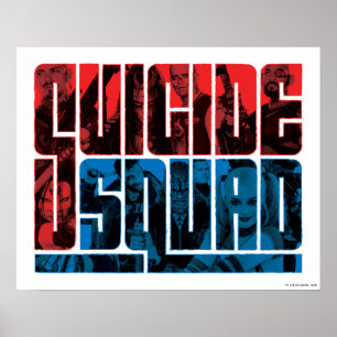Suicide Squad   Rode en blauwe Logo Poster
