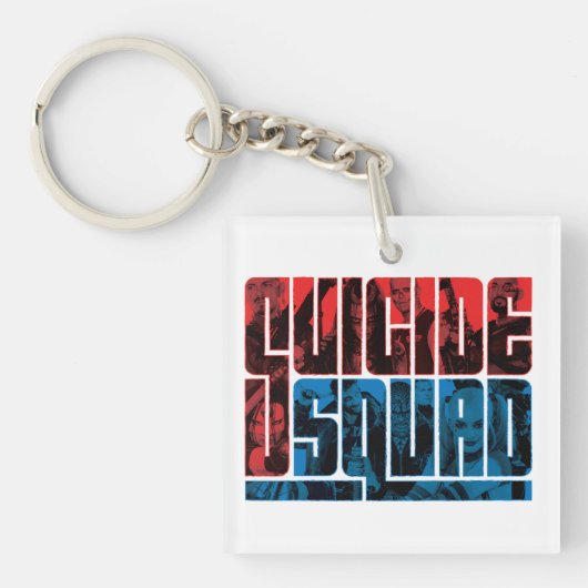 Suicide Squad | Rode en blauwe Logo Sleutelhanger (Voorkant)