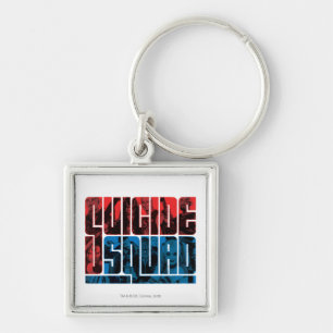 Suicide Squad   Rood en blauw Logo Sleutelhanger