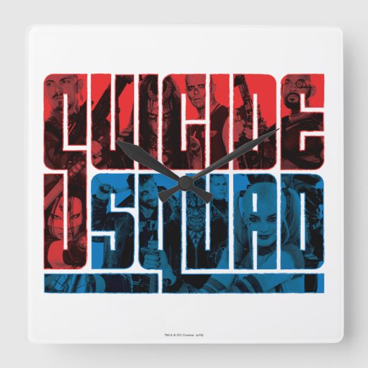 Suicide Squad | Rood en blauw Logo Vierkante Klok (Voorkant)
