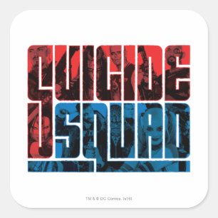 Suicide Squad   Rood en blauw Logo Vierkante Sticker