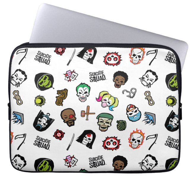 Suicide Squad | Suicide Squad Emoji Pattern Laptop Sleeve (Voorkant)