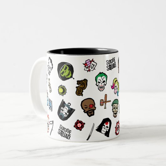 Suicide Squad | Suicide Squad Emoji Pattern Tweekleurige Koffiemok (Voorkant links)