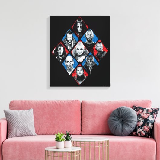 Suicide Squad | Task Force X Checkered Diamond Canvas Afdruk (Insitu (Woonkamer))