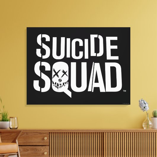 Suicide Squad | Witte Logo Canvas Afdruk (Insitu (Woonkamer))