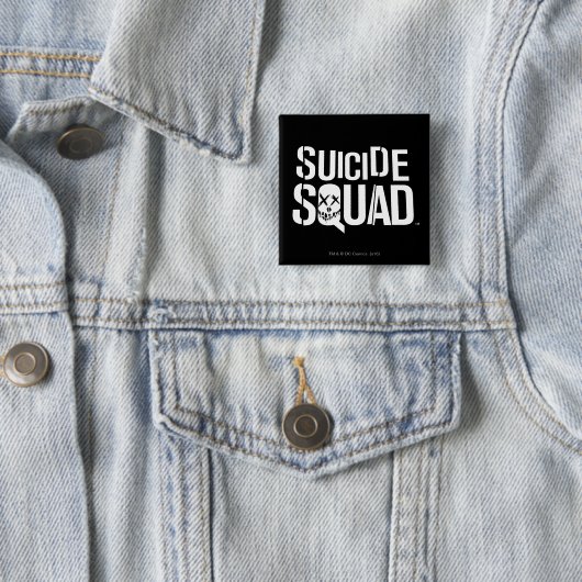 Suicide Squad | Witte Logo Vierkante Button 5,1 Cm (In situ)