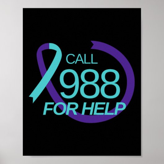 Suïcidepreventie 988 Suïcidepreventie Depressi Poster (Voorkant)