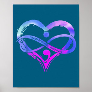 Suïcidepreventie Maand Teal Paarse Lint Poster