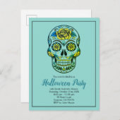 Suiker Aqua Blue Halloween Party Uitnodiging Briefkaart (Voorkant / Achterkant)