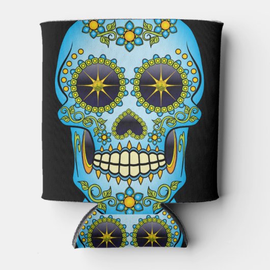 Suiker Blauwe Floral Blikjeskoeler (Voorkant)