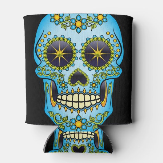 Suiker Blauwe Floral Blikjeskoeler (Achterkant)