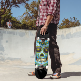 Suiker Blauwe Floral Persoonlijk Skateboard