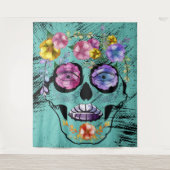 Suiker Blauwgroen Vrouw van de schedel Wandkleed (Voorkant)