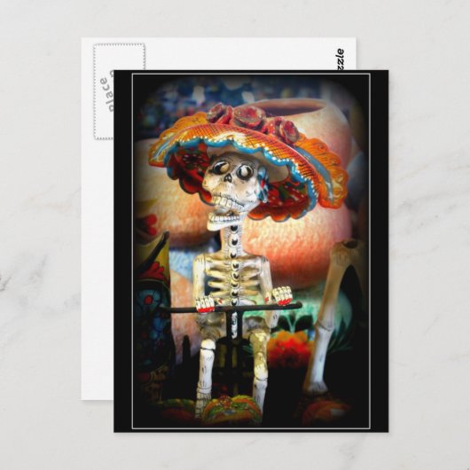 Suiker Briefkaart schedel (Voorkant / Achterkant)