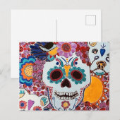 Suiker Briefkaart schedel (Voorkant / Achterkant)