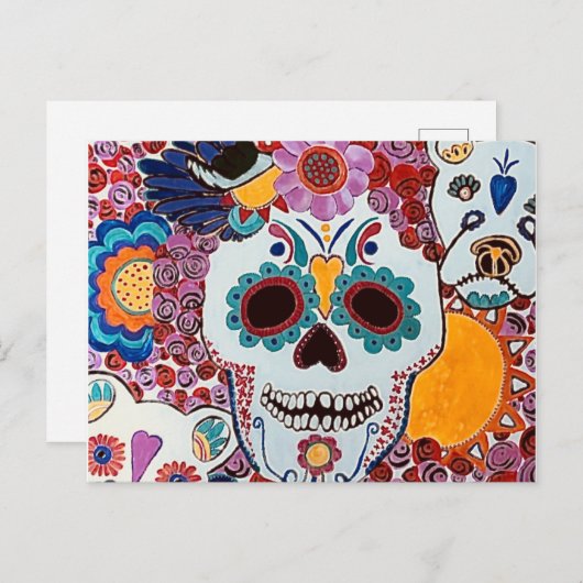 Suiker Briefkaart schedel (Voorkant / Achterkant)