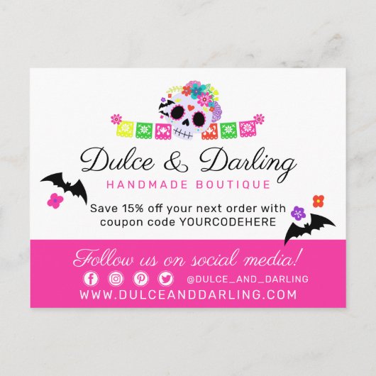 Suiker Calavera Papel Picado Hartelijk dank Briefkaart (Achterkant)