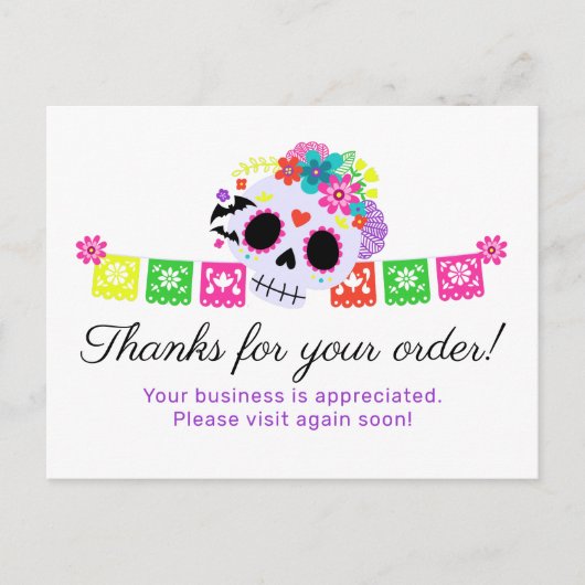Suiker Calavera Papel Picado Hartelijk dank Briefkaart (Voorkant)