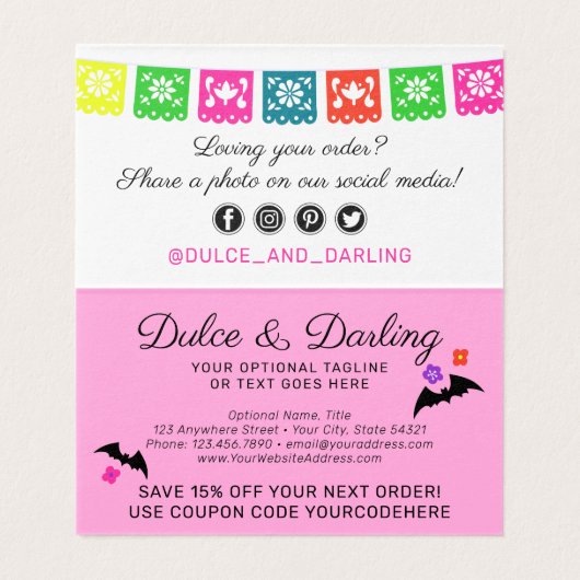 Suiker Calavera Papel Picado Hartelijk dank Kaart (Binnenkant ongevouwen)