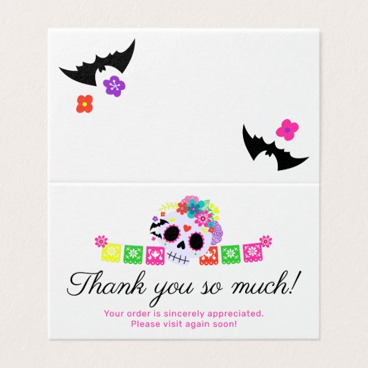 Suiker Calavera Papel Picado Hartelijk dank Kaart (Buitenkant ongevouwen)