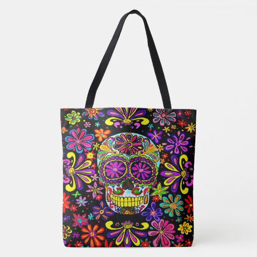 Suiker Canvas tas schedel (Voorkant)