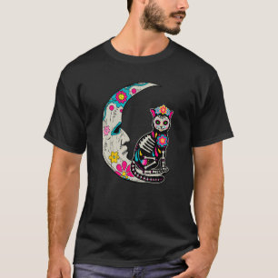 Suiker Cat Moon Dia de Los Muertos Mexican Da T-shirt