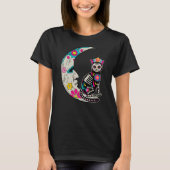Suiker Cat Moon Dia de Los Muertos Mexican Da T-shirt (Voorkant)
